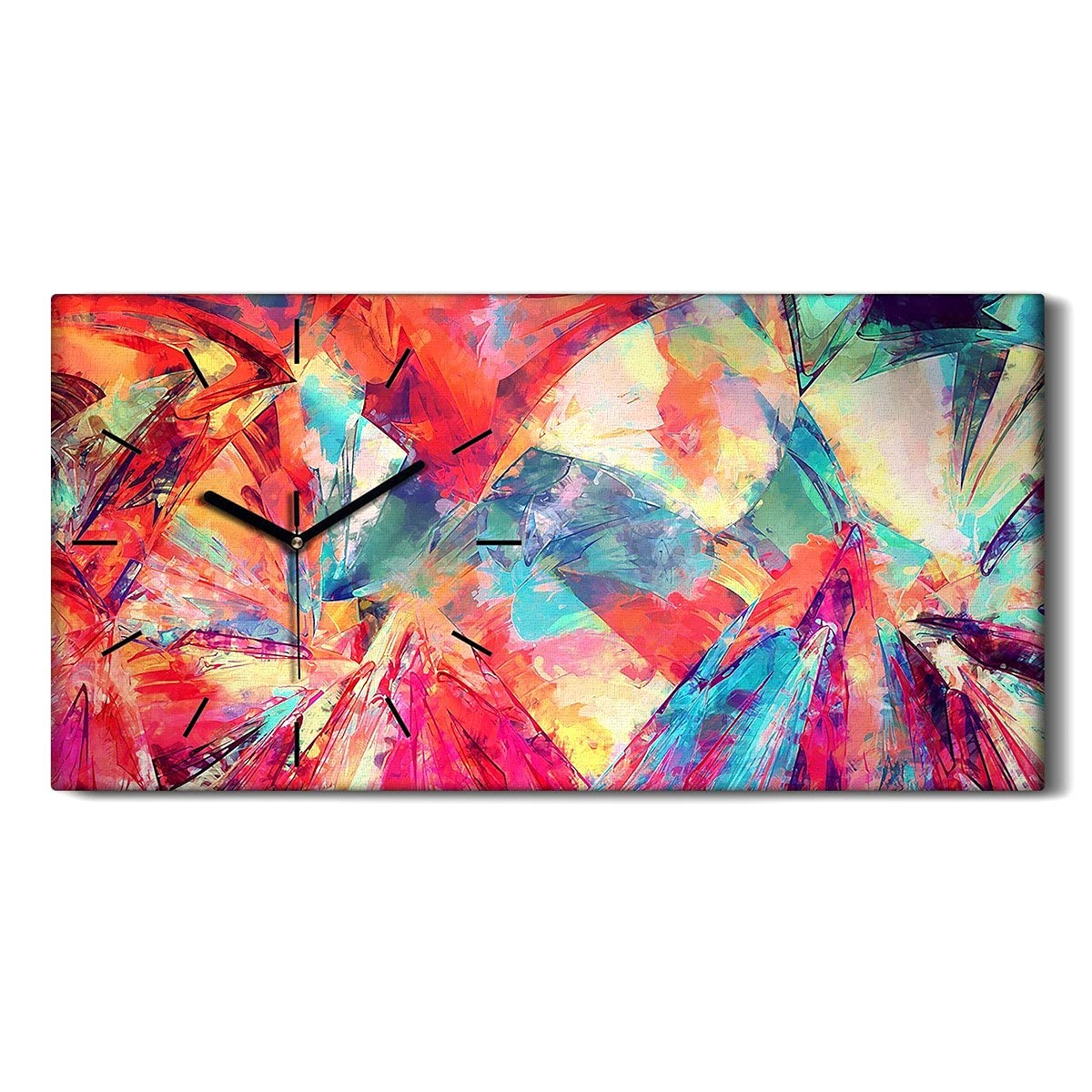 Horloge sur Toile Art Moderne Abstrait Coloré Décoration Image Salon