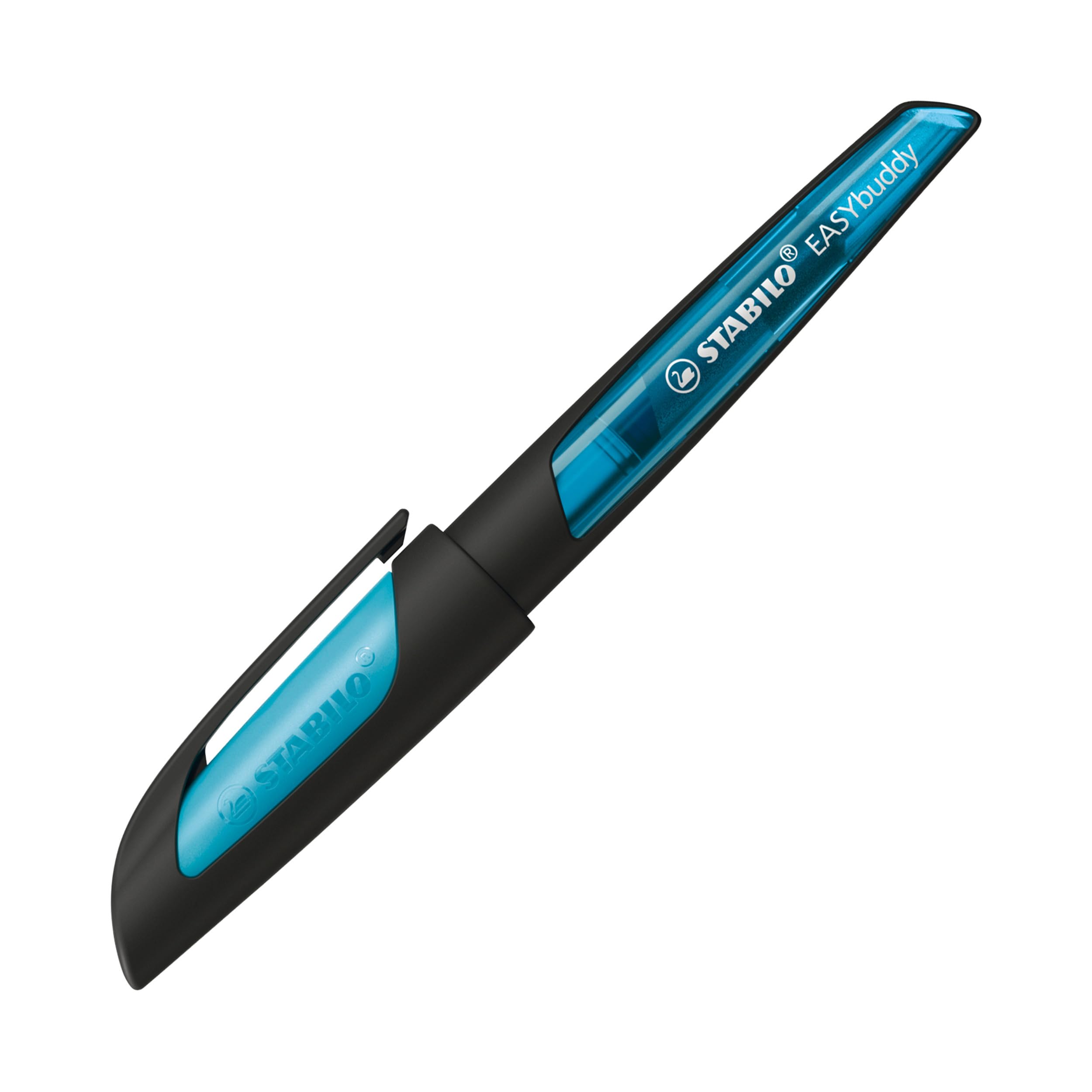 STABILO Ergonomic School Fountain Pen EASYbuddy - A Nib - Black/Sky Blue