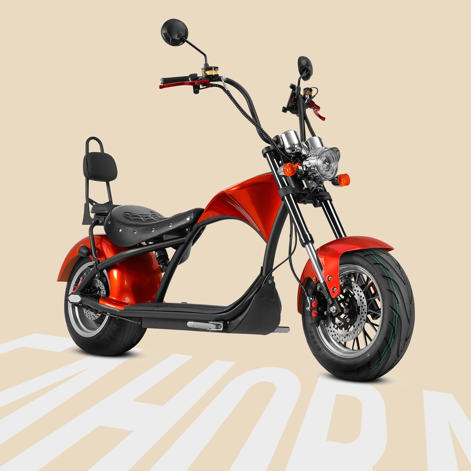 eAhora M1 (2025 Upgrade) 2000W Electric Motorcycle for Adults, 60V 30AH Lithium Battery with 40 Miles Long Range,2 Person Ride, Dual Hydraulic Brakes & Full Suspension,Street Legal (Electric Orange)