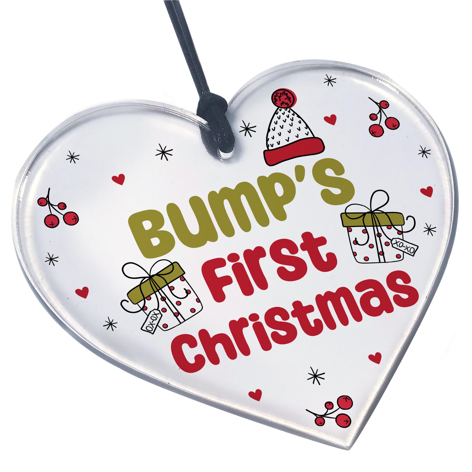 Red Ocean Christmas Decoration For Bumps First Christmas Acrylic Heart Babys First Christmas Decoration Gift For Mum Dad Bump New Baby Gift
