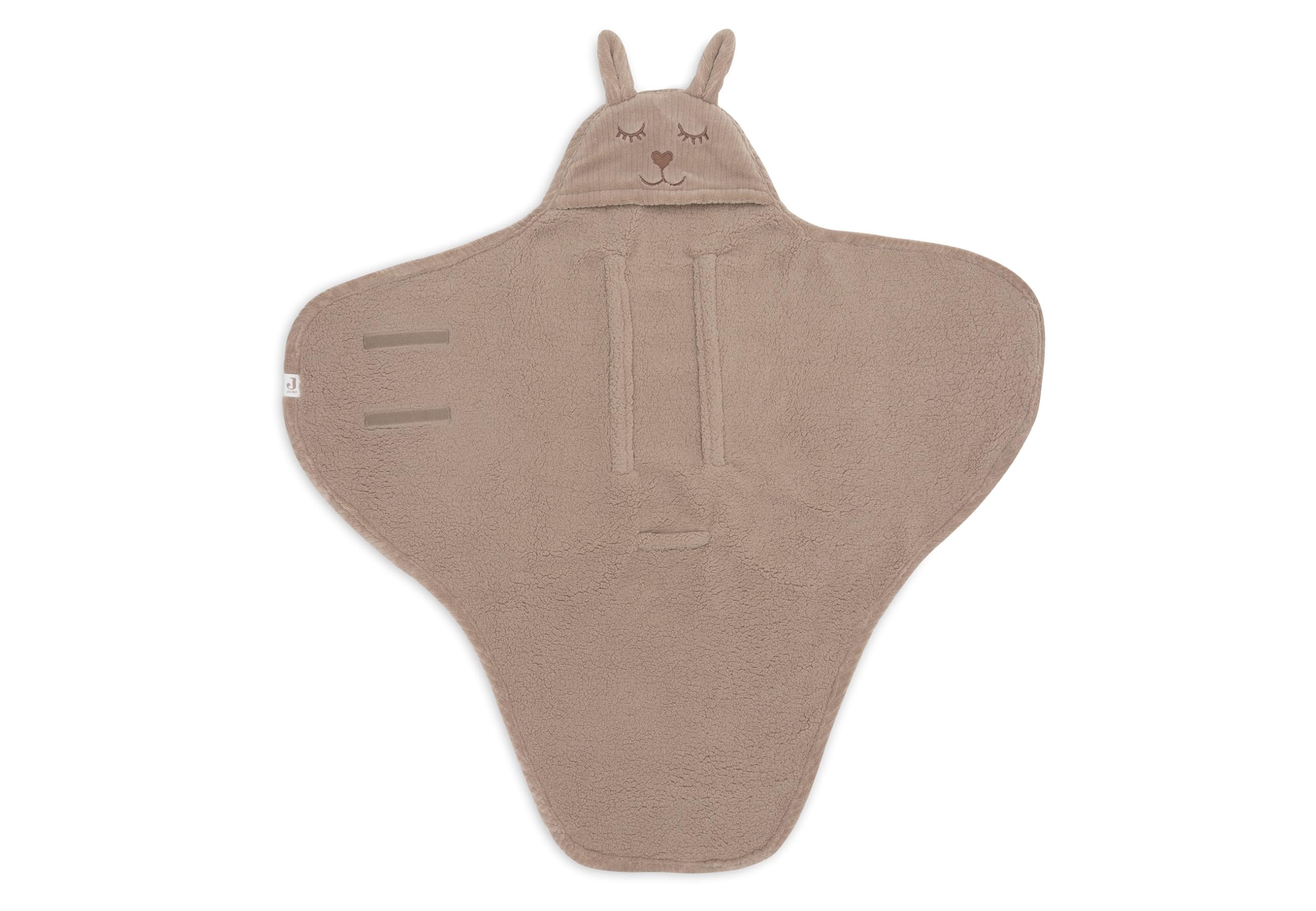Jollein Einschlagdecke Baby Bunny – Cloudy Rib – Milky Coffee – Mit Kapuze & Klettverschluss – Kuscheliges Teddyfleece – Geeignet Für 3- und 5-Punkt Gurte – Für Babyschale und Kinderwagen
