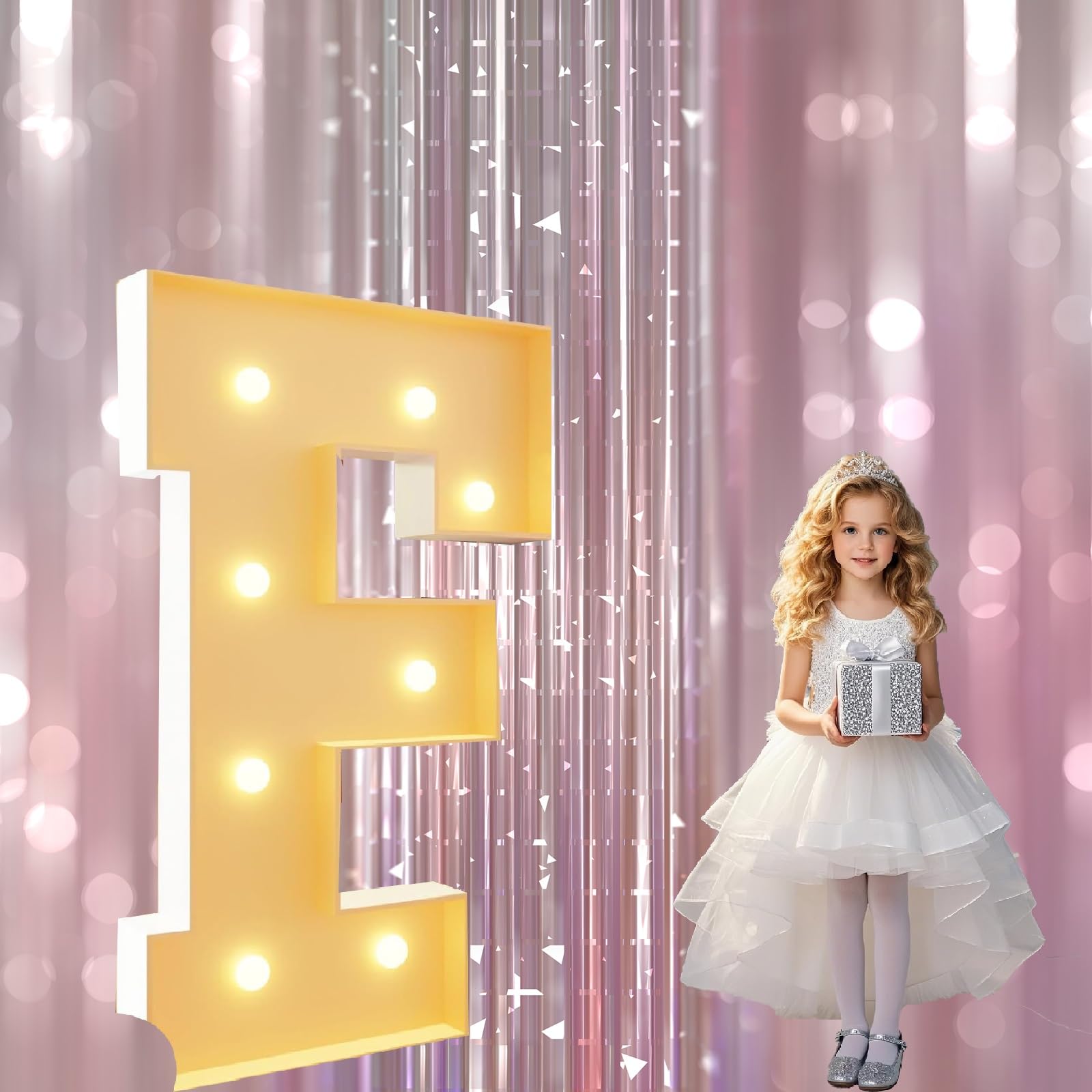 Números iluminados profesionales de 1,2 m (4 pies) – Letras y símbolos LED for marquesinas de bodas y reuniones públicas – Tablero de espuma precortado y bombillas irrompibles(Letter F,3.3ft)