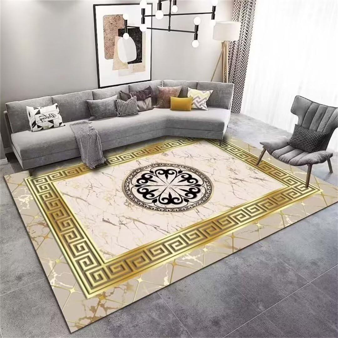 Tapis de salon facile d'entretien jaune 160x200cm fini la poussière