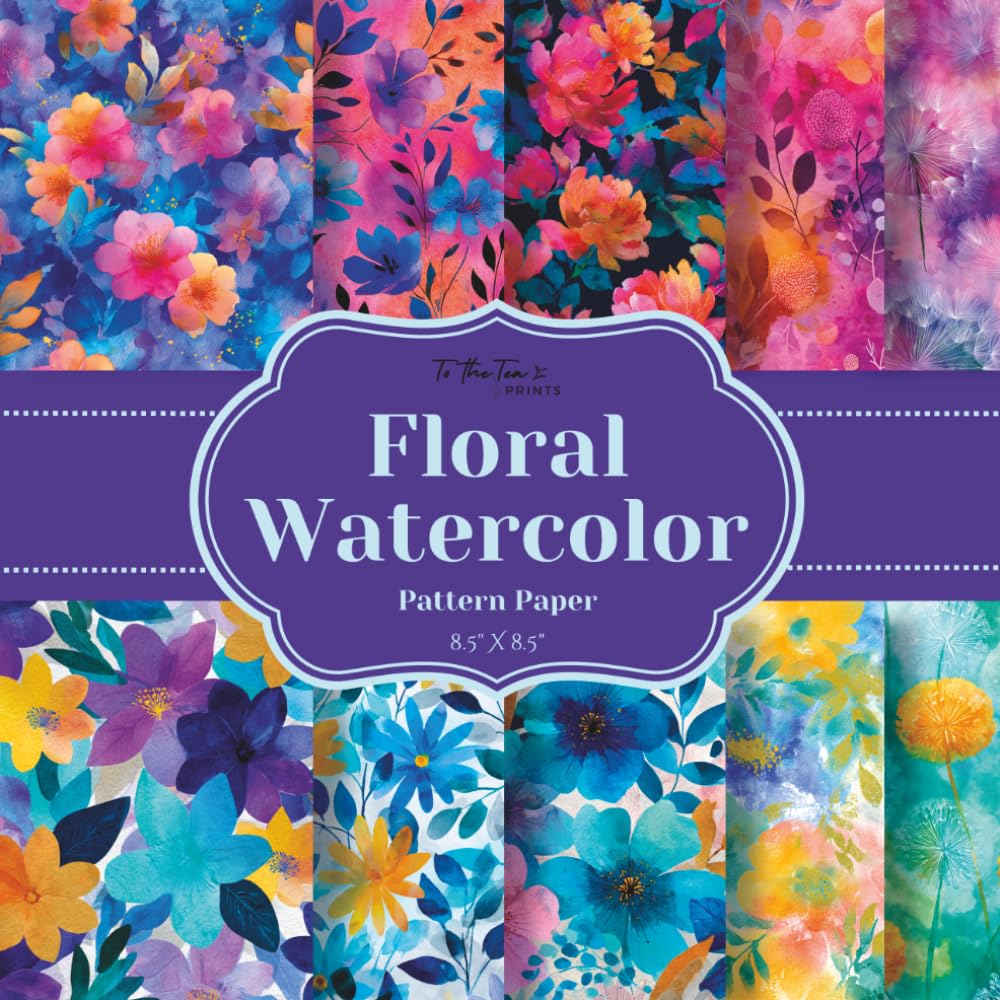 Floral Watercolor Pattern Paper: 20 Unique Double-Sided Flower Pattern Sheets for Scrapbooking, Card Making, Junk Journals, Origami, and Other Cut and Create Paper Crafts