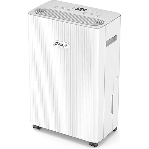 2500 Sq.Ft Dehumidifier for Basement with Drain Hose, SEMKAP 32 Pints Dehumidifiers for Home, Large Room, Bathroom, Bedroom, Low Noise With Smart Compressor, Intelligent Humidity Control, 24HR Timer