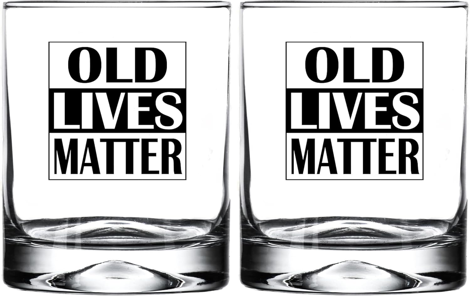 Rogue River Tactical Funny Old Lives Matter Joke Fashioned Whiskey Glass Drinking Cup Gag Gift For Him Her Men Dad Mom Grandpa Birthday or Retirement Gift (Pack of 2)