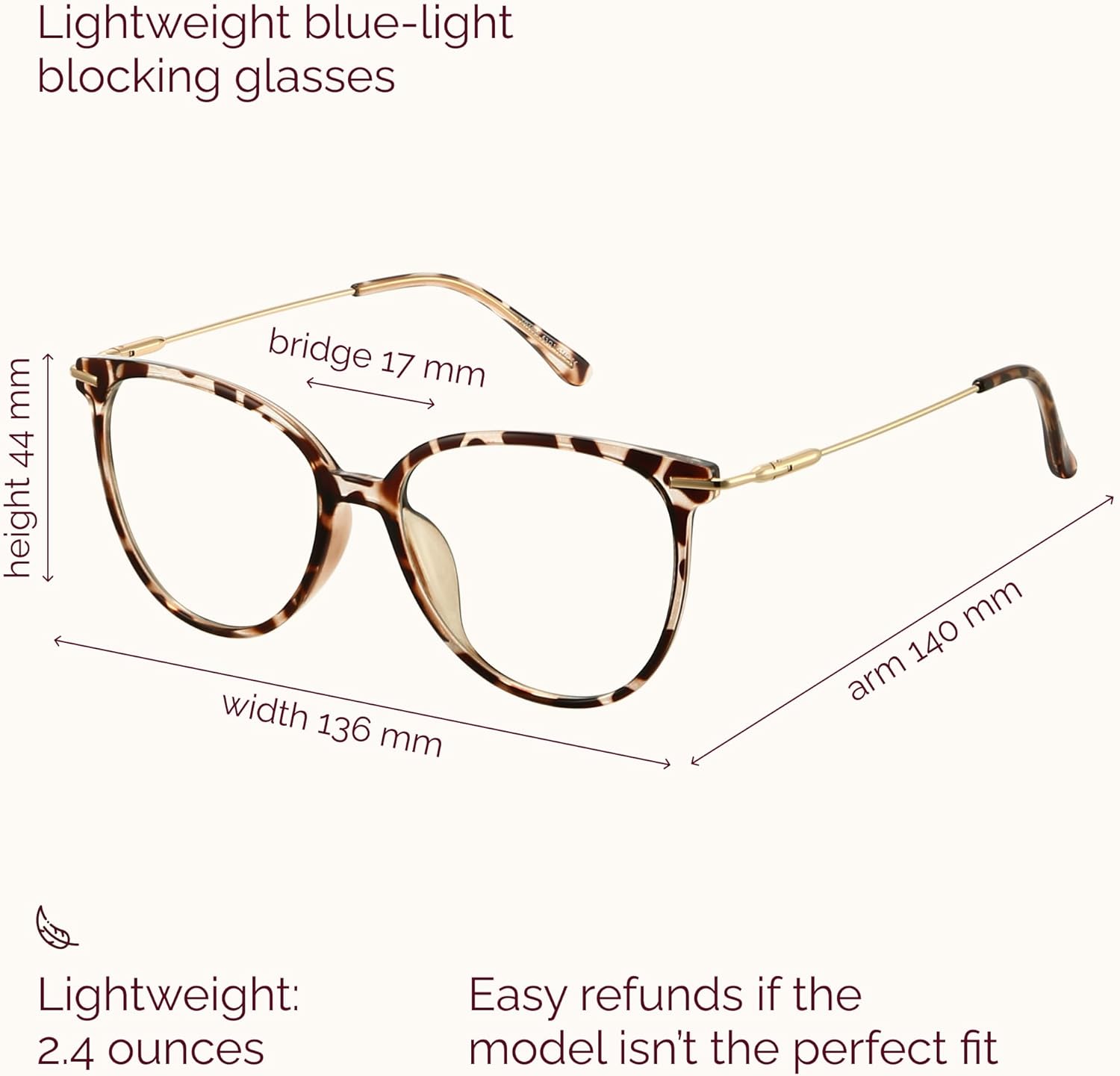 Gaoye Blue Light Blocking Glasses - Trending Round TR90 Frames, Metal Arms, UV400 Protection - Matching Soft Case - Image 3