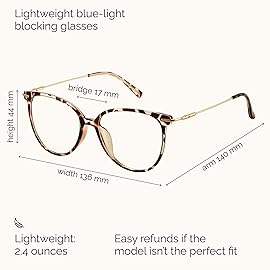 Gaoye Blue Light Blocking Glasses - Trending Round TR90 Frames, Metal Arms, UV400 Protection - Matching Soft Case