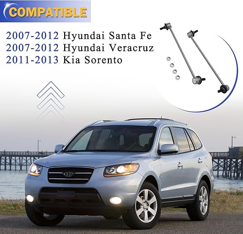 Vista 154 de Varillas de barra estabilizadora delantera izquierda y derecha de aleación de zinc-níquel de 13.82 pulgadas para Sonata 2011-2012, Optima 2011-2012