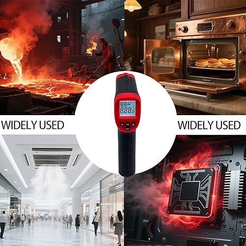 Miniatura 3 de Pistola termómetro digital infrarroja para cocinar, pistola de temperatura láser de -58 a 1112 F con emisividad ajustable y máximo y mínimo,