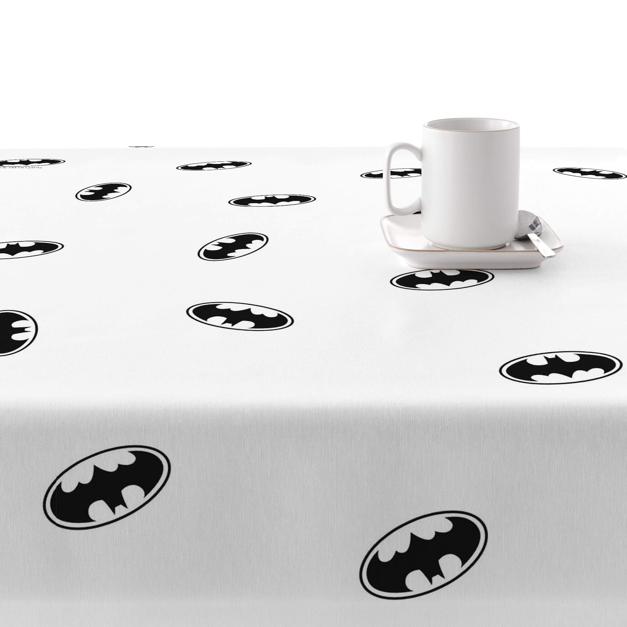 BELUM Nappe anti-taches Modèle Batman White | Nappe anti-taches en téflon | Nappe rectangulaire résinée | Nappe de table | Nappe de table | Table de cuisine | Nappe de table maison (250 x 140 cm)