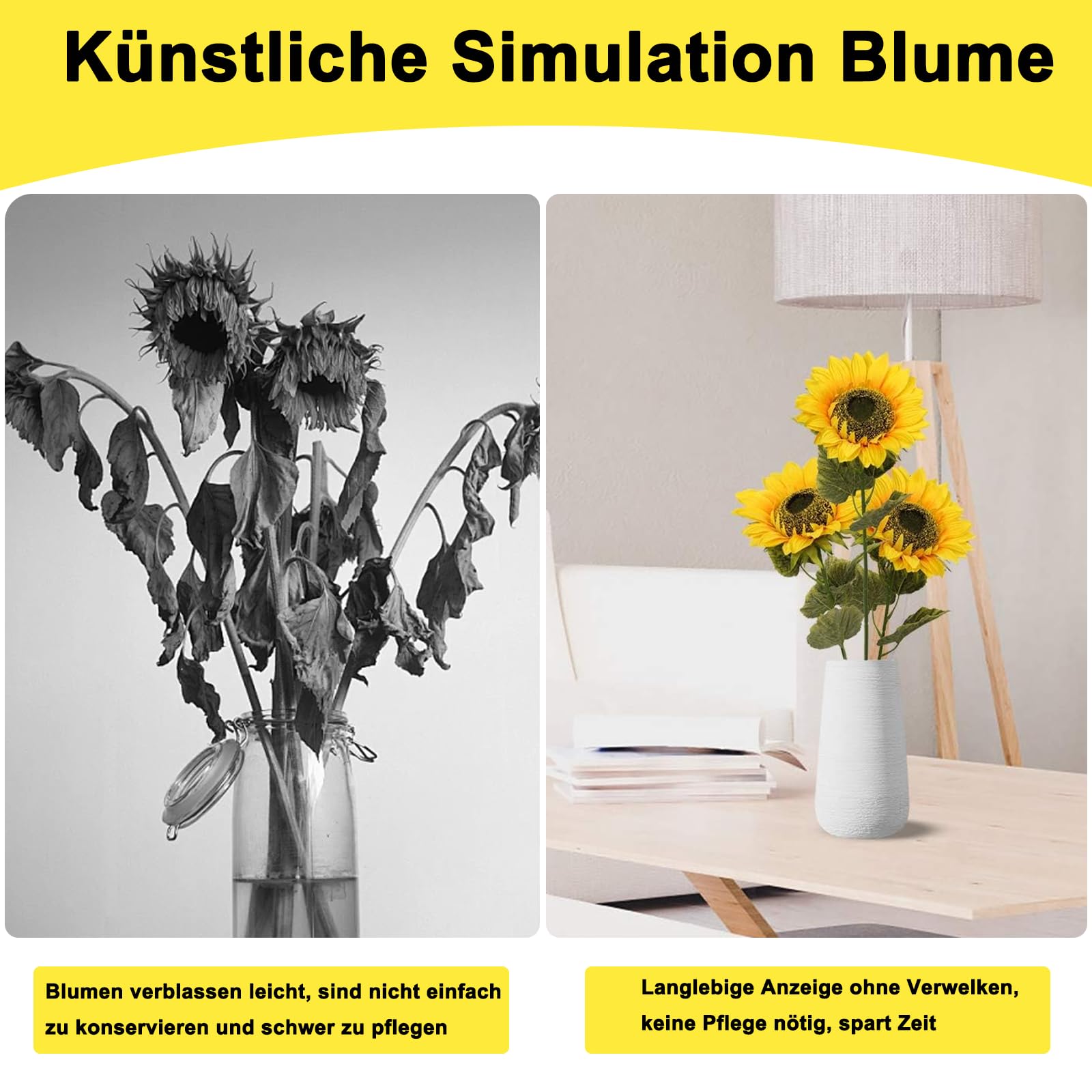 Lunyloer Artificial Sunflowers, 8pcs Single Stem Fake Sunflowers - Image 4