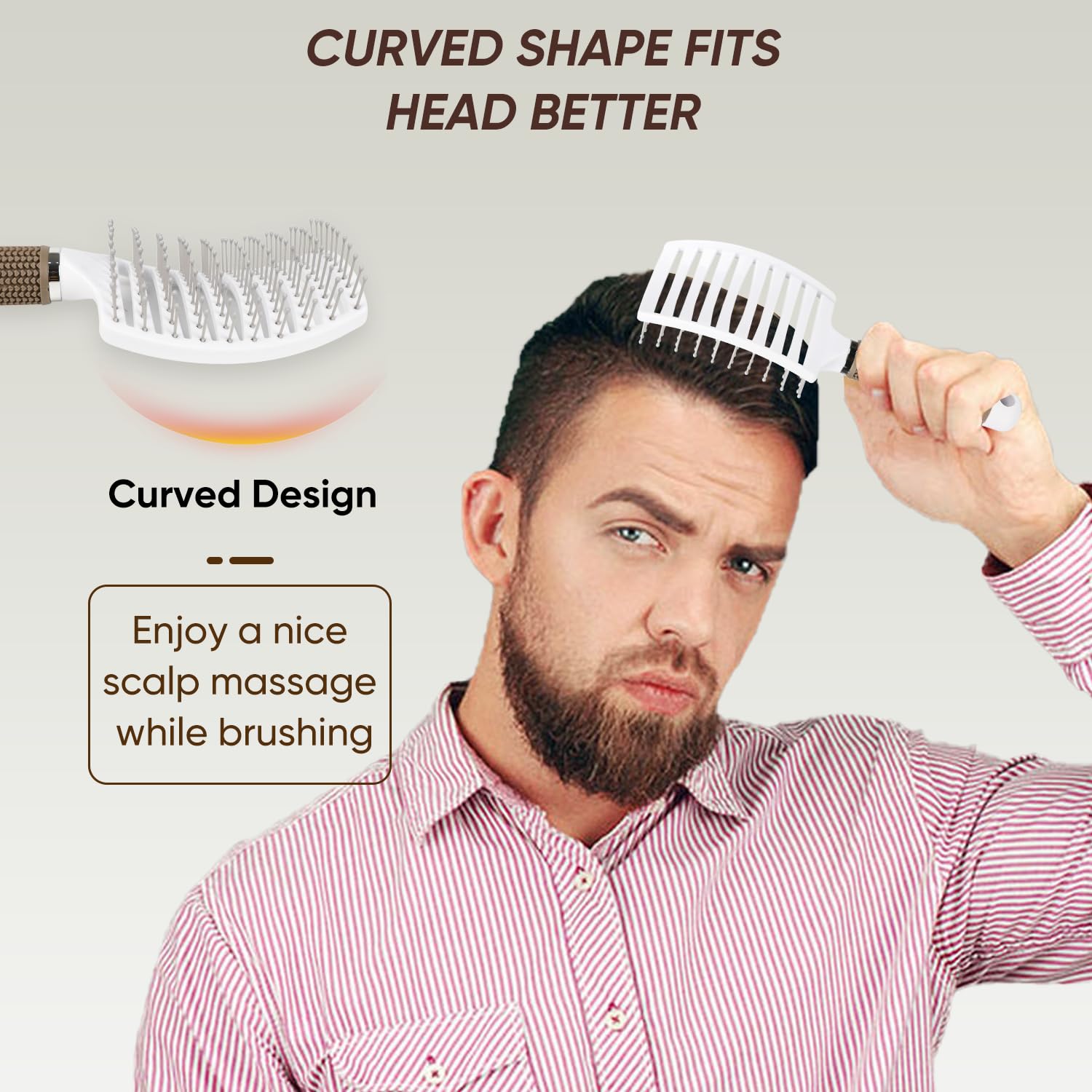 Haarbürsten für schnelleres Föhnen, gebogene belüftete Haarbürste für Damen, Herren, Kinder, professionelle Entwirrungsbürste für trockenes, nasses, dickes, lockiges, glattes Haar (2 Stück,
