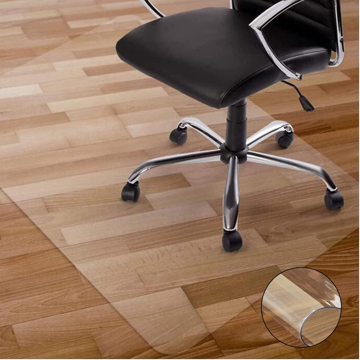 Tapis de chaise pour moquette et planchers en bois dur C PVC anti-rayures facile à nettoyer, design durable et élégant, parfait pour la maison et le bureau