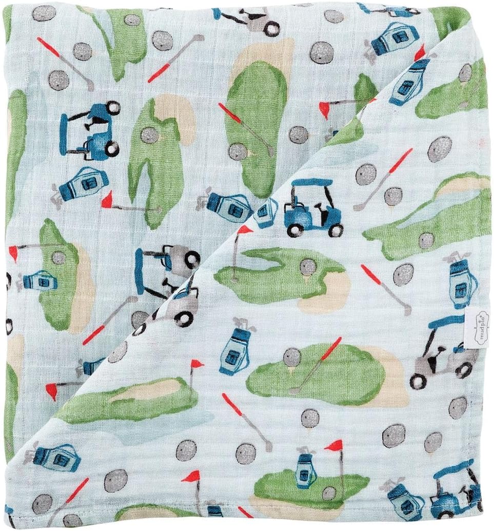 Mud Pie Baby Boy Sport Swaddle & Rattle Set, Golf