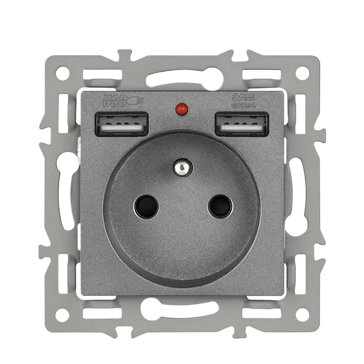 SRAN F9 Series Gray Aluminum Alloy Panel Light Switch EU French Electrical outlets USB Wall Plug TV rj45 Socket Module DIY(FR USB 5V 2A)