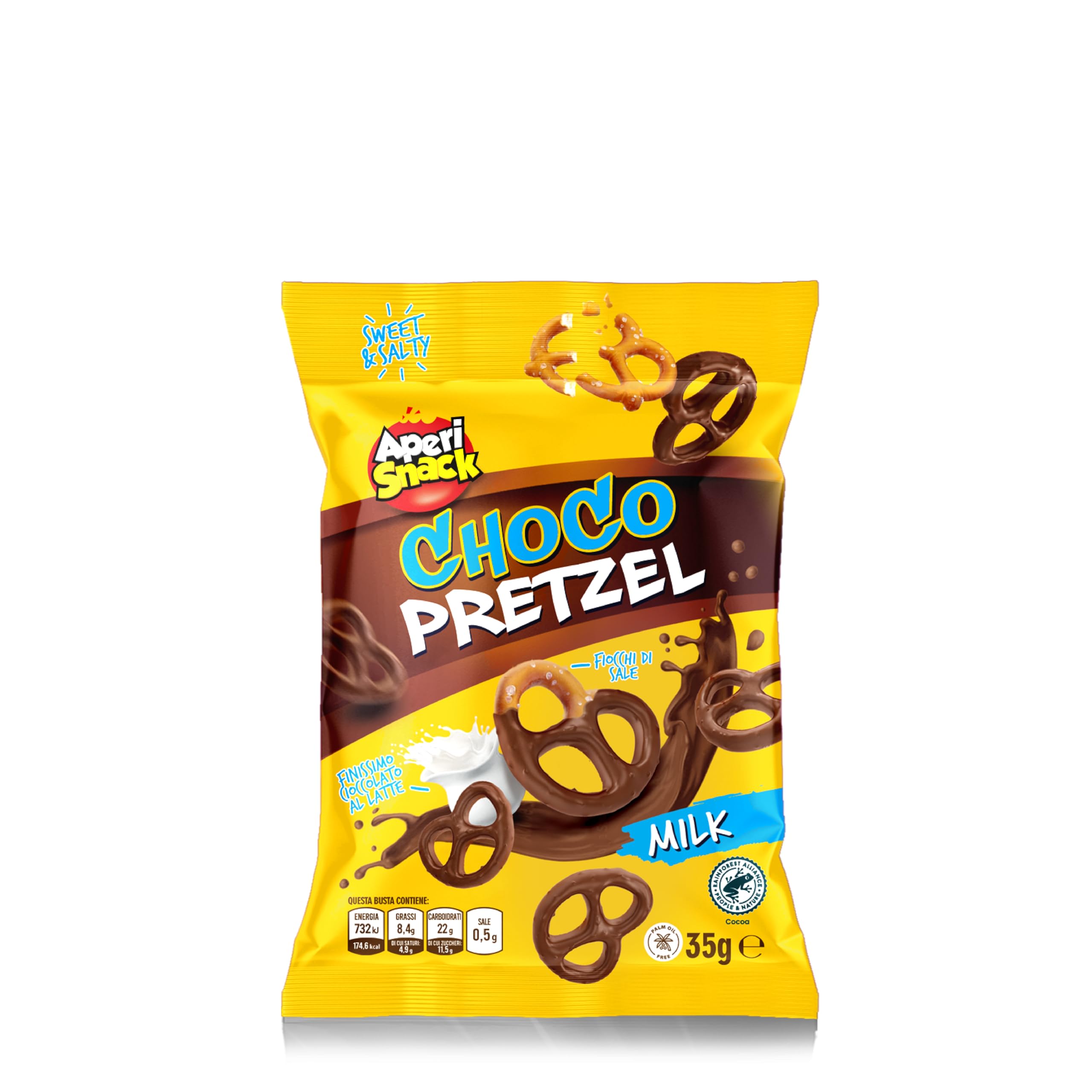 Aperisnack® – AP30.001.02 Choco Pretzel Cioccolato al latte monoporzione 35 g X 20 pezzi, tascabile