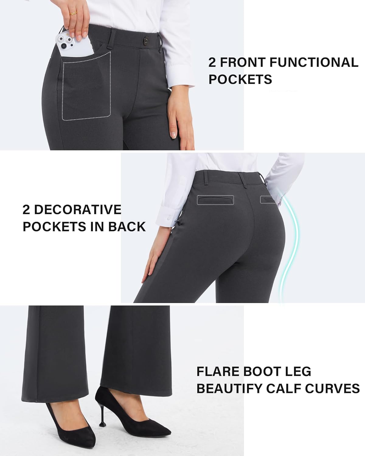 Stelle Women's 30" Bootcut Dress Pants Business Casual with Pockets Stretchy High Waisted Office Pull On Slacks for Work - Image 5