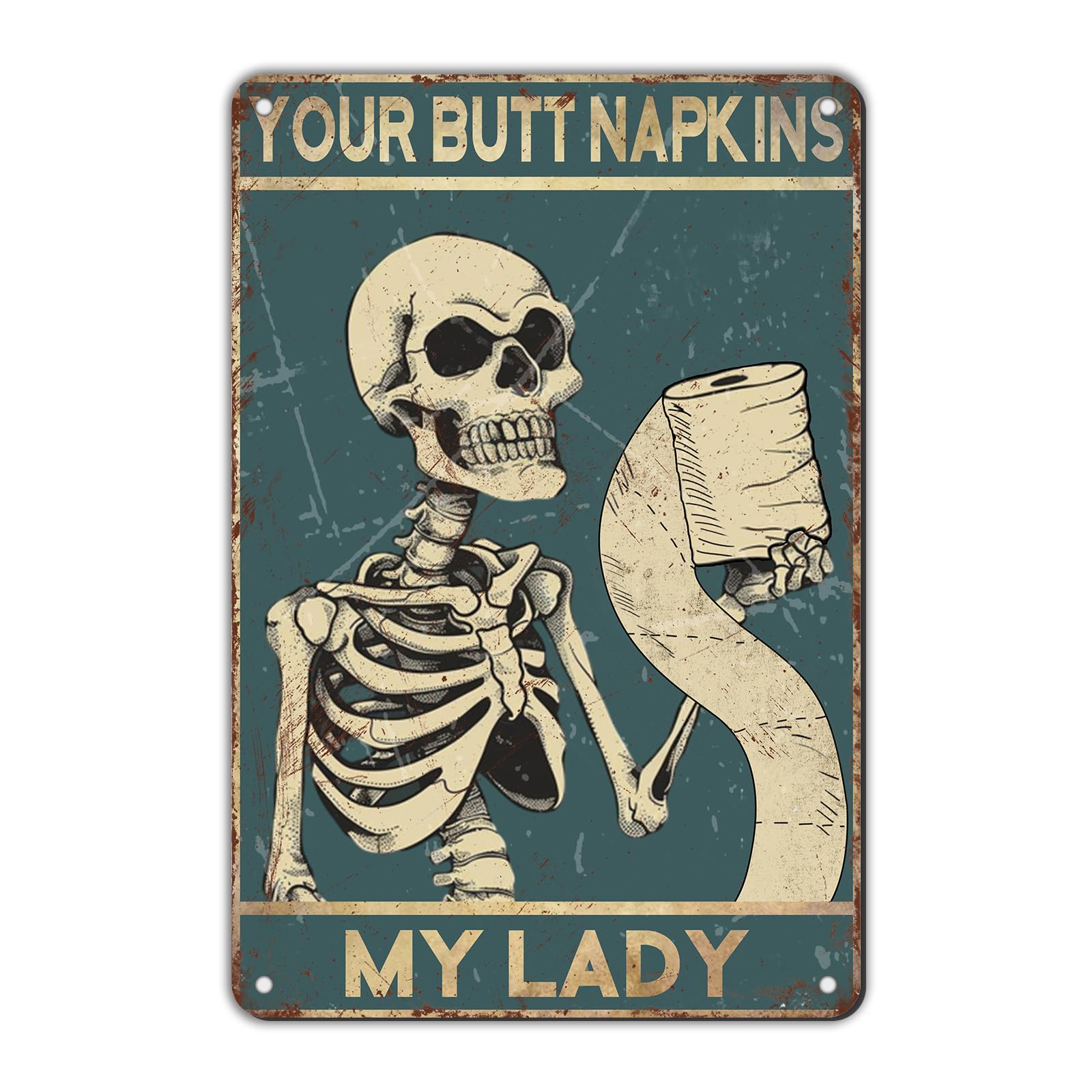 Anceky Vintage Tin Sign Skull Your Napkins My Lady Metal Tin Sign Funny Wall Decor for Home Farmhouse Yard Cafe Plub 12×16 Inch