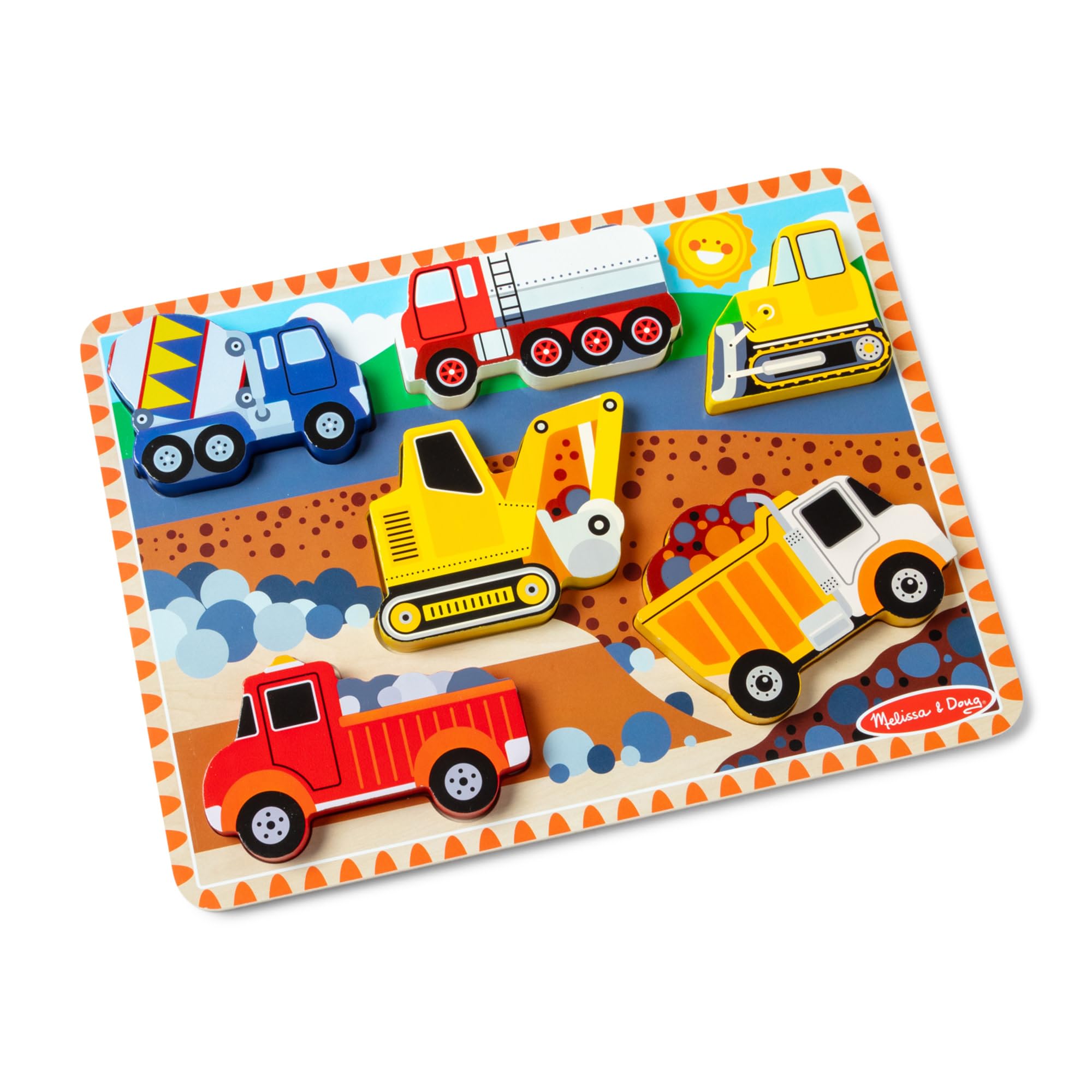 Melissa & Doug Construction Chunky Puzzle | Puzzles | Wooden Toy | 2+ | Gift For Boy Or Girl