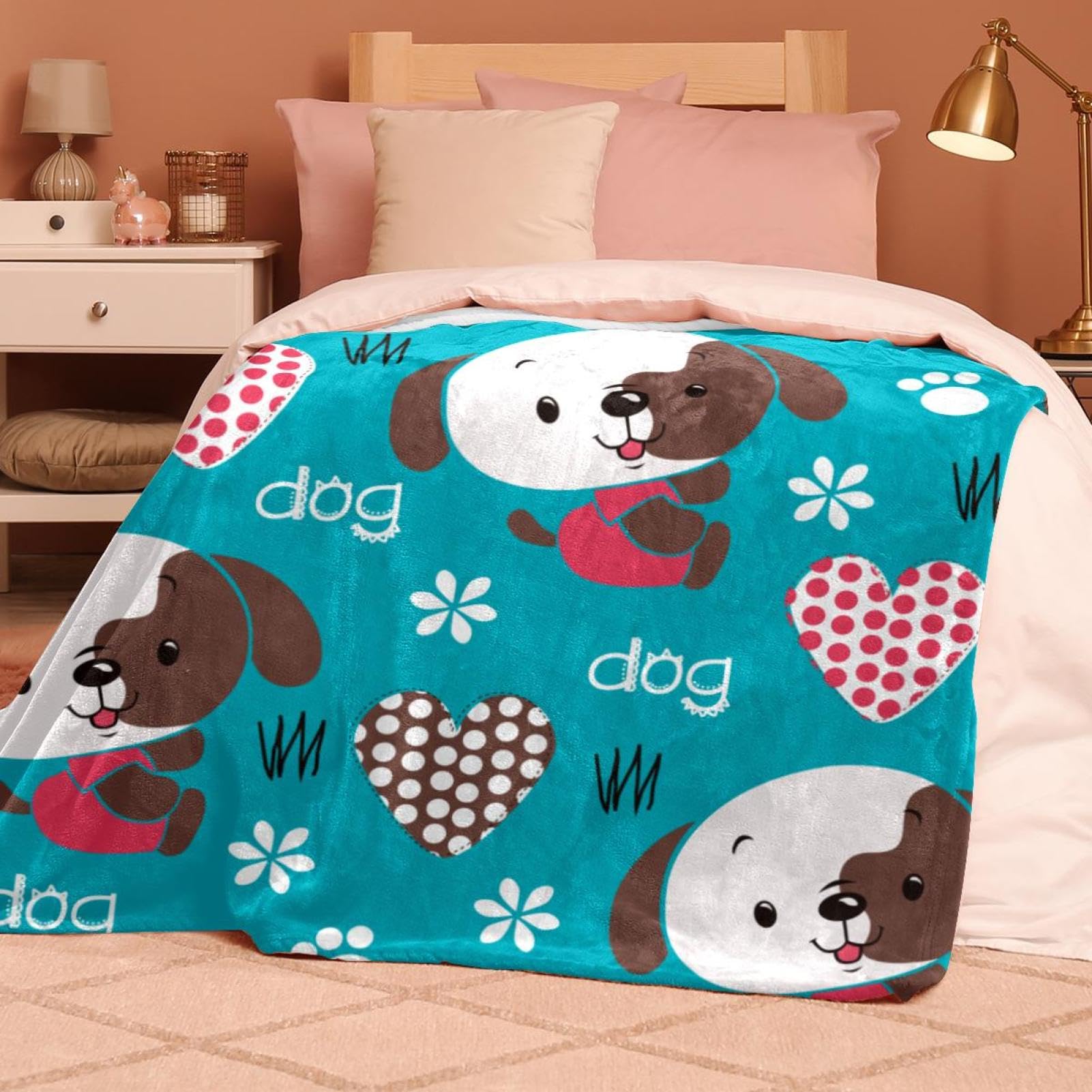 Couverture Polaire Chien Mignon Couverture Microfibre Chaude Et Douce Jeté De Canapé Couverture 150×200cm