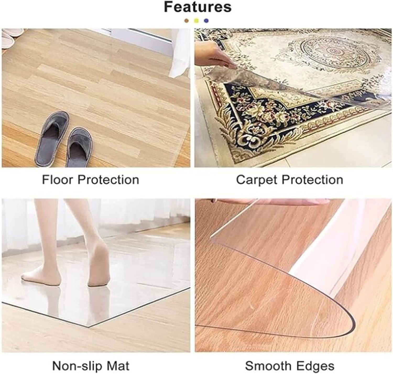 Transparent Chair Mat 1.5/2mm Rectangular Vinyl Floor Protector Mat, Waterproof Wipeable Transparent Carpet, Clear Plastic Rug Protector Mat for Hallway Entranc,2mm-100x150cm