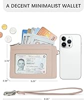 Vista 6 de BOSTANTEN Cartera pequeña para mujer RFID de piel con bolsillo con cremallera, Rosado, Llavero incluido