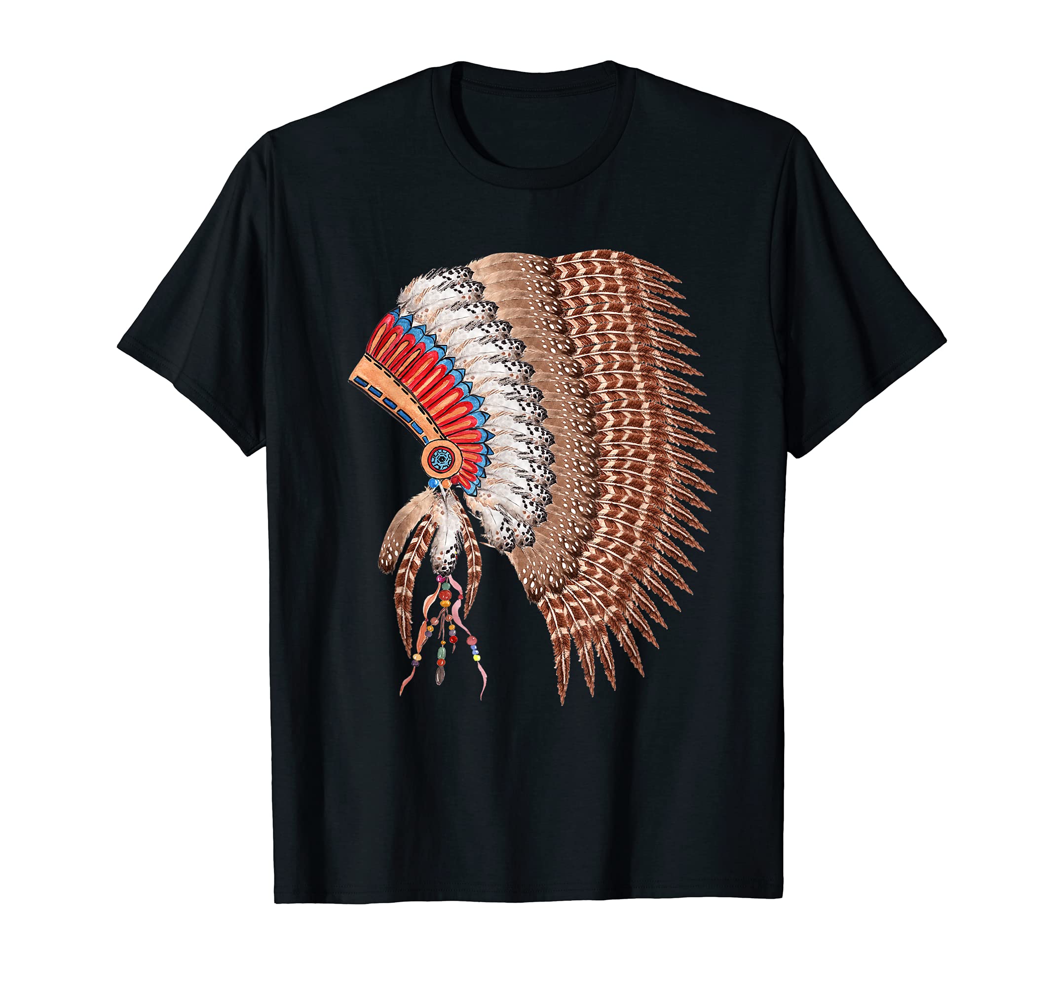 Beautiful Indian Chief Warbonnet Headdress T-Shirt
