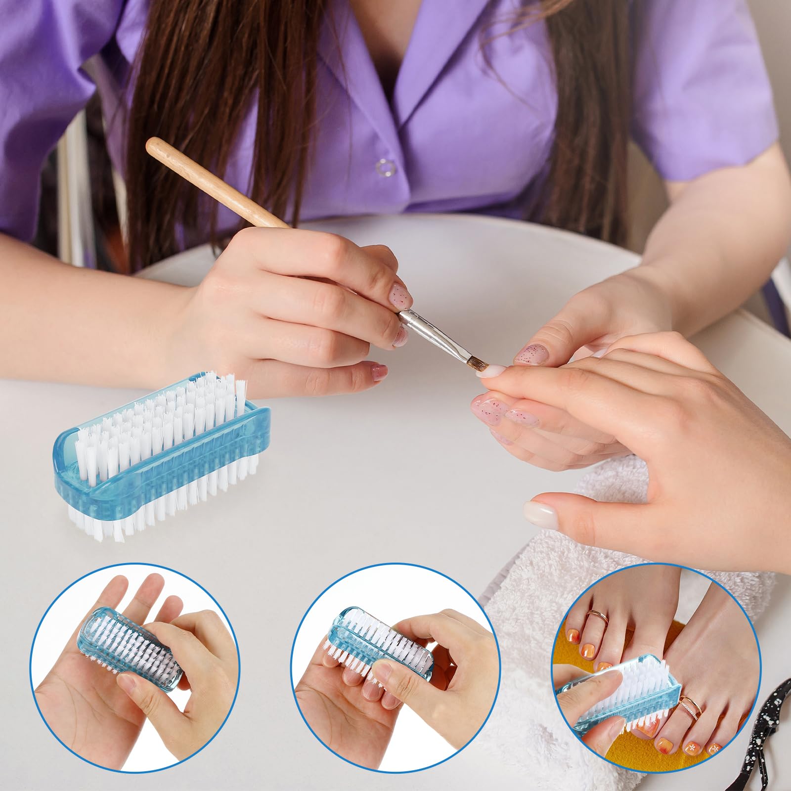 4 Stück Handbürste Nagelbürste mit Harten Borsten,Transparent Finger Bürste,Handwaschbürste für Reinigung von Hand Nagel Bad Waschbecken,Kompakt für Kinder und Erwachsene, 4 Farben