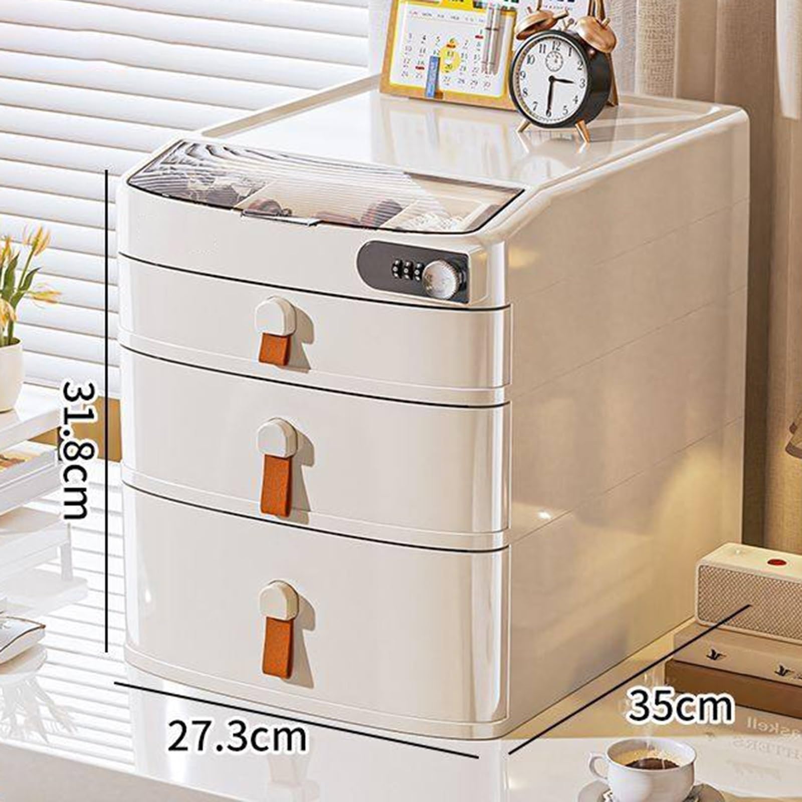 Archivador De Escritorio Con Cerradura Combinada, Archivador Con Cajón | Organizador De Almacenamiento De Documentos A4 De Gran Capacidad, Para Uso Financiero De Oficina Y Escuela(3-layers)