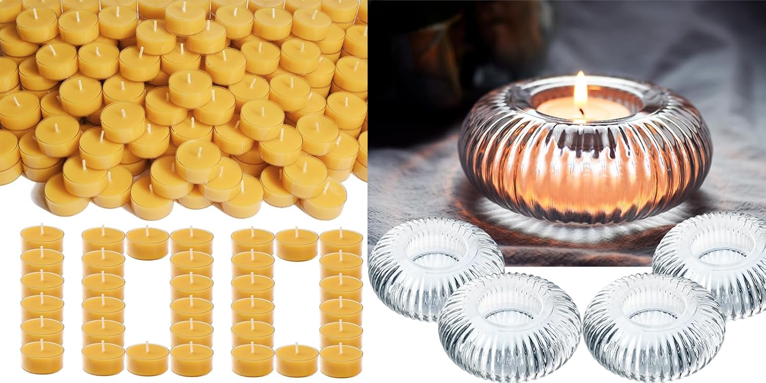100 Tealight + 4 Candle Holders