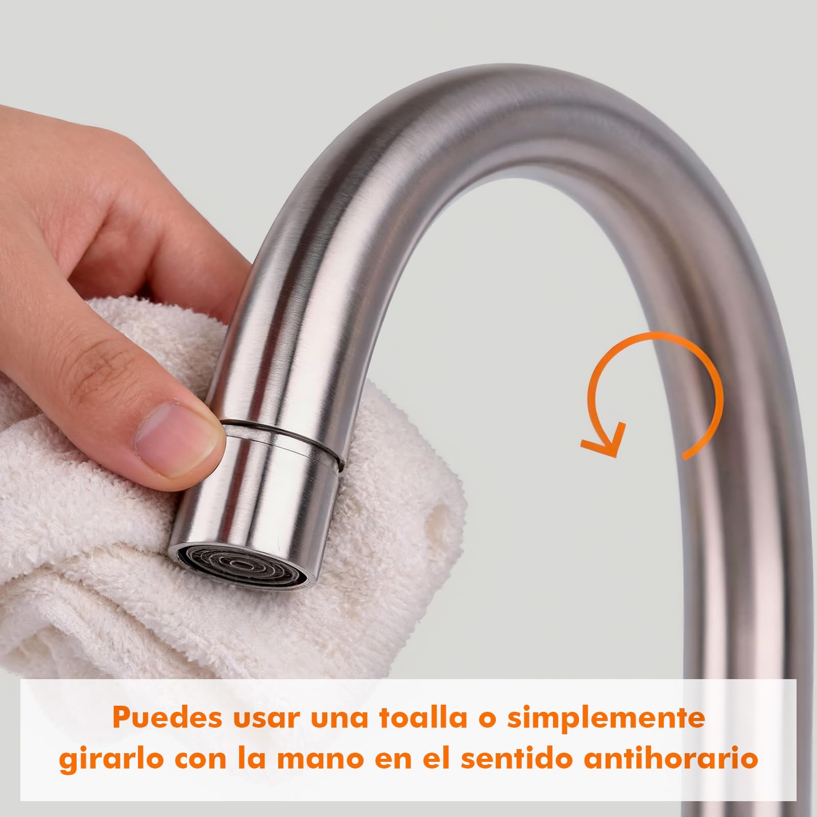 GRIFEMA Irismart G4008 Grifo de Cocina Alto con Caño Giratorio, Mezclador de Fregadero, Cold Start, Ahorro de Energía, Acero Inoxidable [Exclusivo en Amazon]