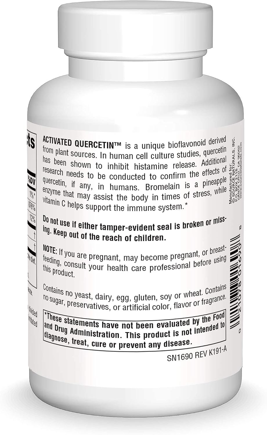 Source Naturals Activated Quercetin - Plant-Derived Bioflavonoid Complex - Seasonal & Immune Defense - 100 Capsules