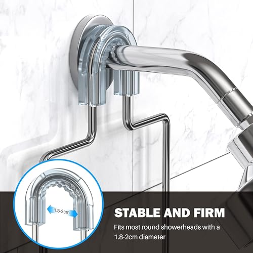 Miniatura 4 de Epicano Carrito de ducha colgante de acero inoxidable 304, organizador de ducha para colocar sobre la cabeza, a prueba de óxido con ganchos