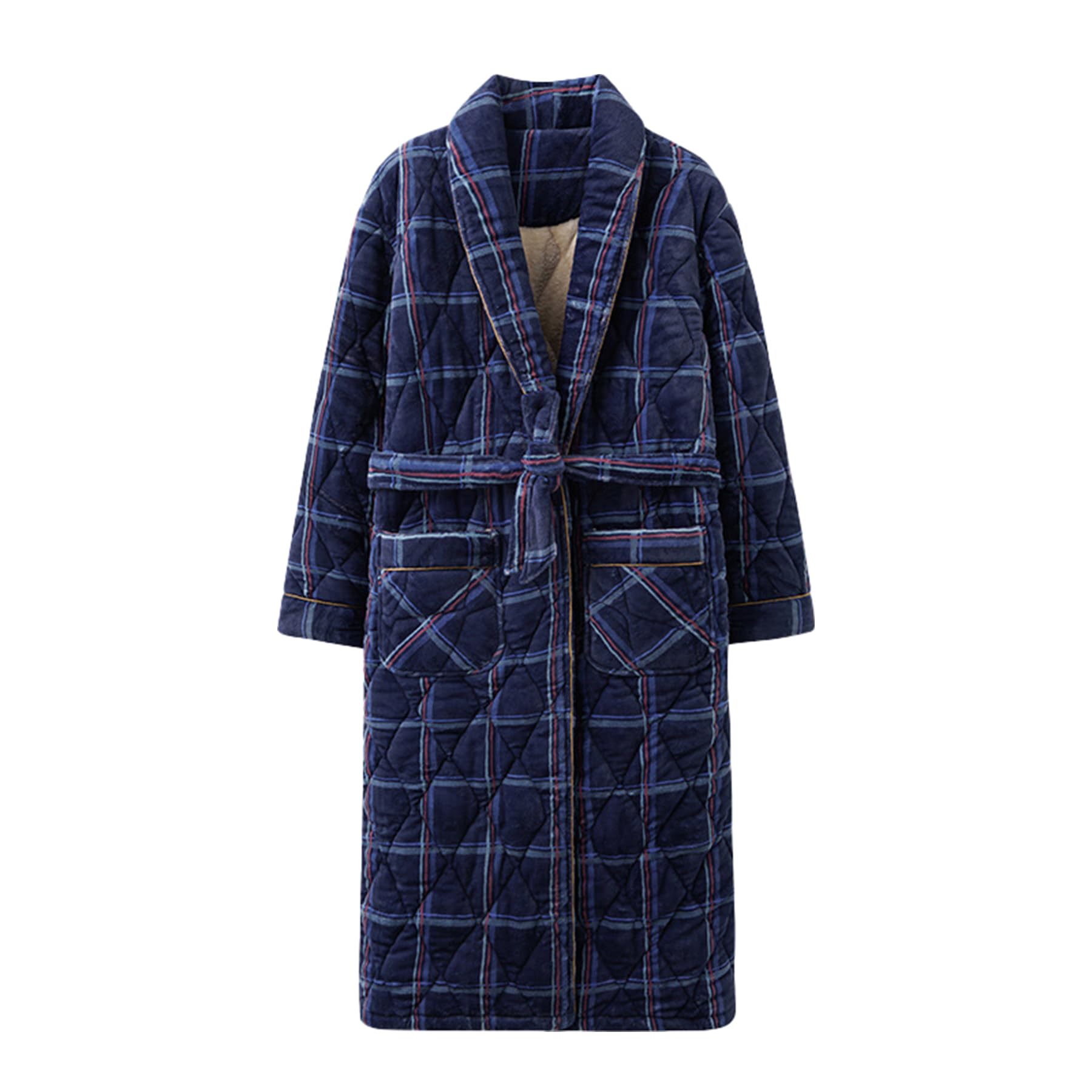 Túnica de los Hombres Invierno Coral Polar Bata Tres Capas de algodón Engrosado facecloth casa Ropa Bata de baño Caliente,6250,XL