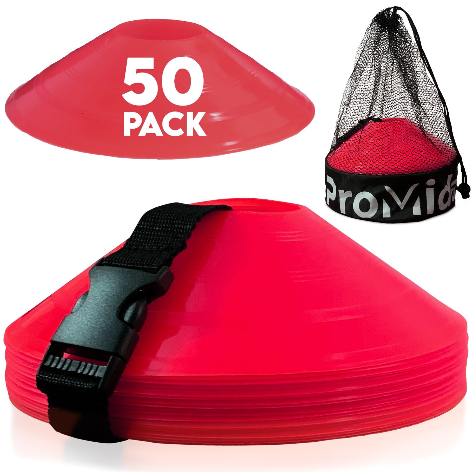 Coni da Calcio a Disco per l'allenamento dei Bambini, con Borsa a Rete e Cinghia, Piccoli Coni in plastica per Allenamento Sportivo, Coni Flessibili per Attrezzatura da Calcio, Basket e Attrezzature
