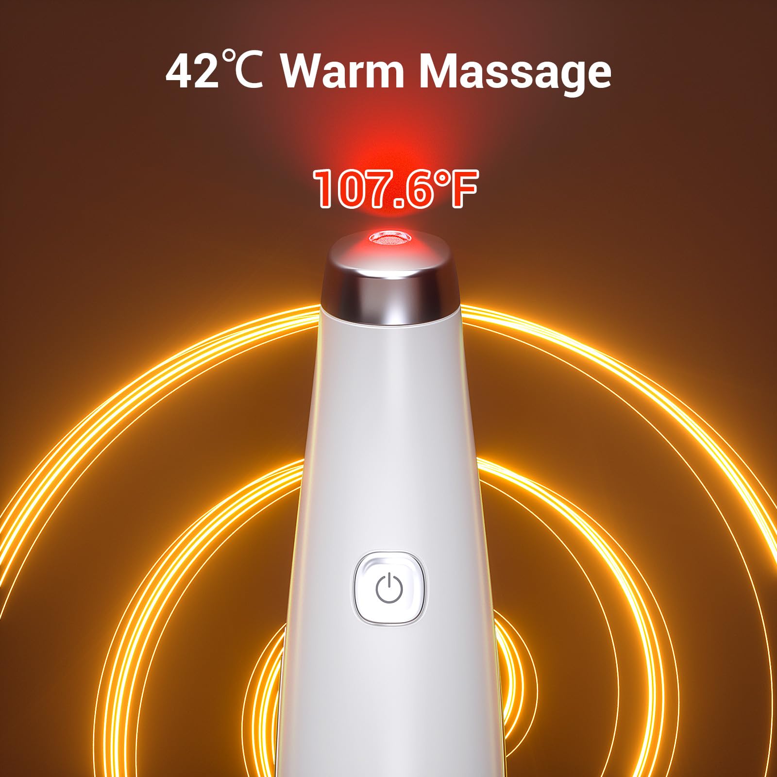 TOUCHBeauty Ultraschall Augenmassagegerät mit Wärmefunktion, Rot LED Lichttherapiegerät Augencreme Booster Augenring Tränensäcke Entferner USB-Wiederaufladbare Anti Aging Massagegerät Faltenentferner