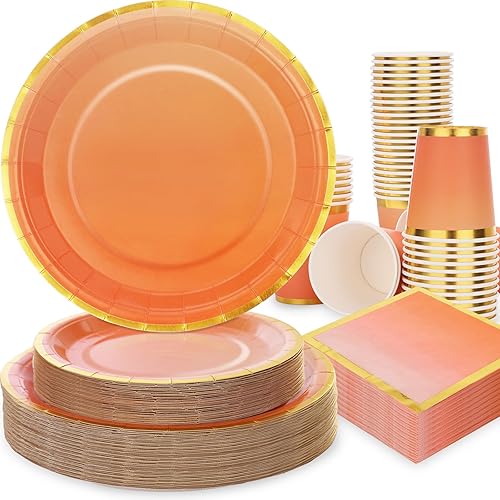 Miniatura 8 de Gudvilla 200 platos amarillos para decoración de cumpleaños, platos amarillos y servilletas, suministros de fiesta para 50 invitados, platos de