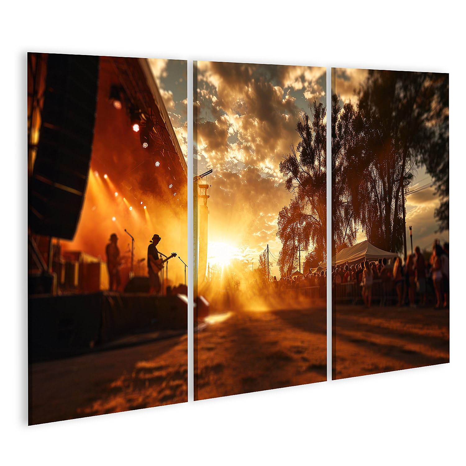 islandburner Prime Bild auf Leinwand Konzert Im Freien Sonnenuntergang Menschenmenge Bilder Wandbilder Poster