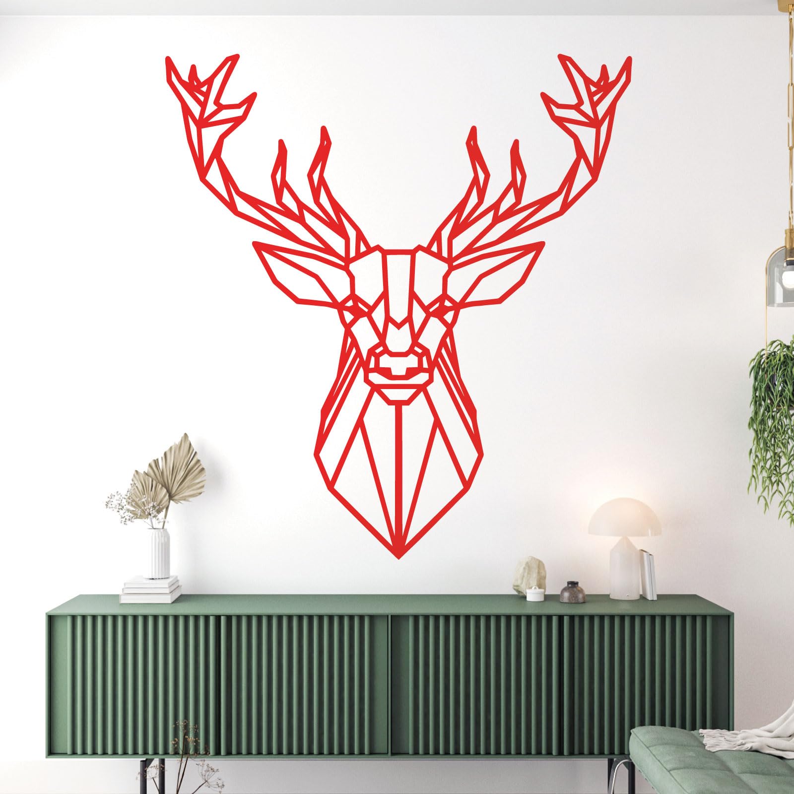 Deer Stag Head - Modern Geometric Silhouette - Decal Wall Sticker [XLarge] [Poppy]