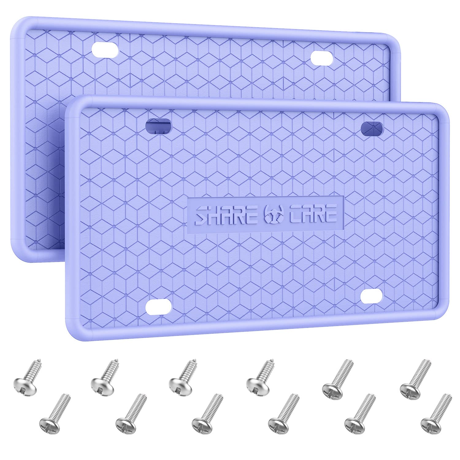 2 Pack Silicone License Plate Frame Front Back License Plate Cover License Plate Bracket Holder Rust-Proof, Rattle-Proof, Weather-Proof, for US CA Standard Cars (Purple)