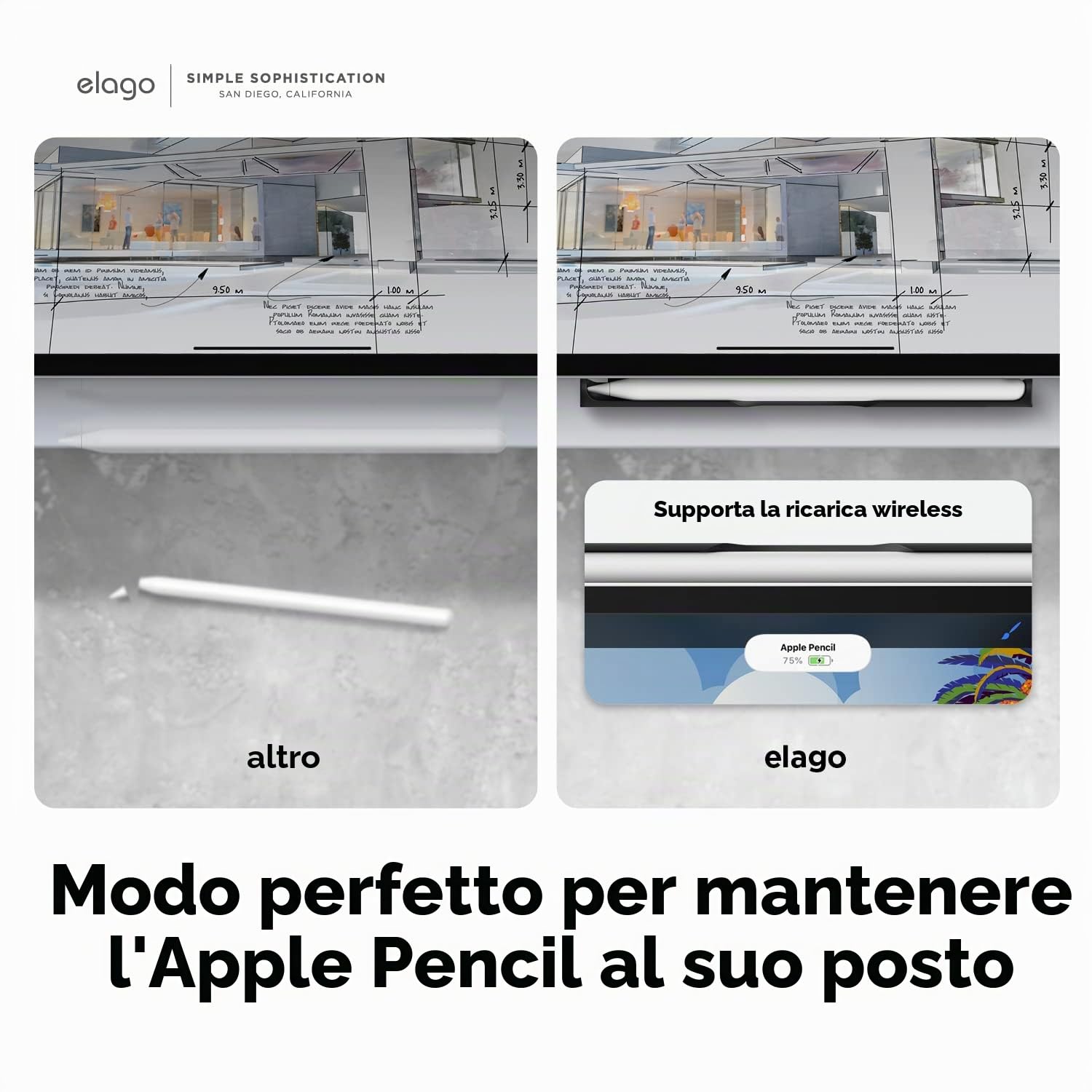 elago Supporto in Metallo per Apple Pencil (USB-C), Pro e 2ª Generazione | Compatibile con Apple Magic Keyboard, Smart Keyboard Folio e Cover Magnetiche per iPad, Mantiene Apple Pencil in Posizione