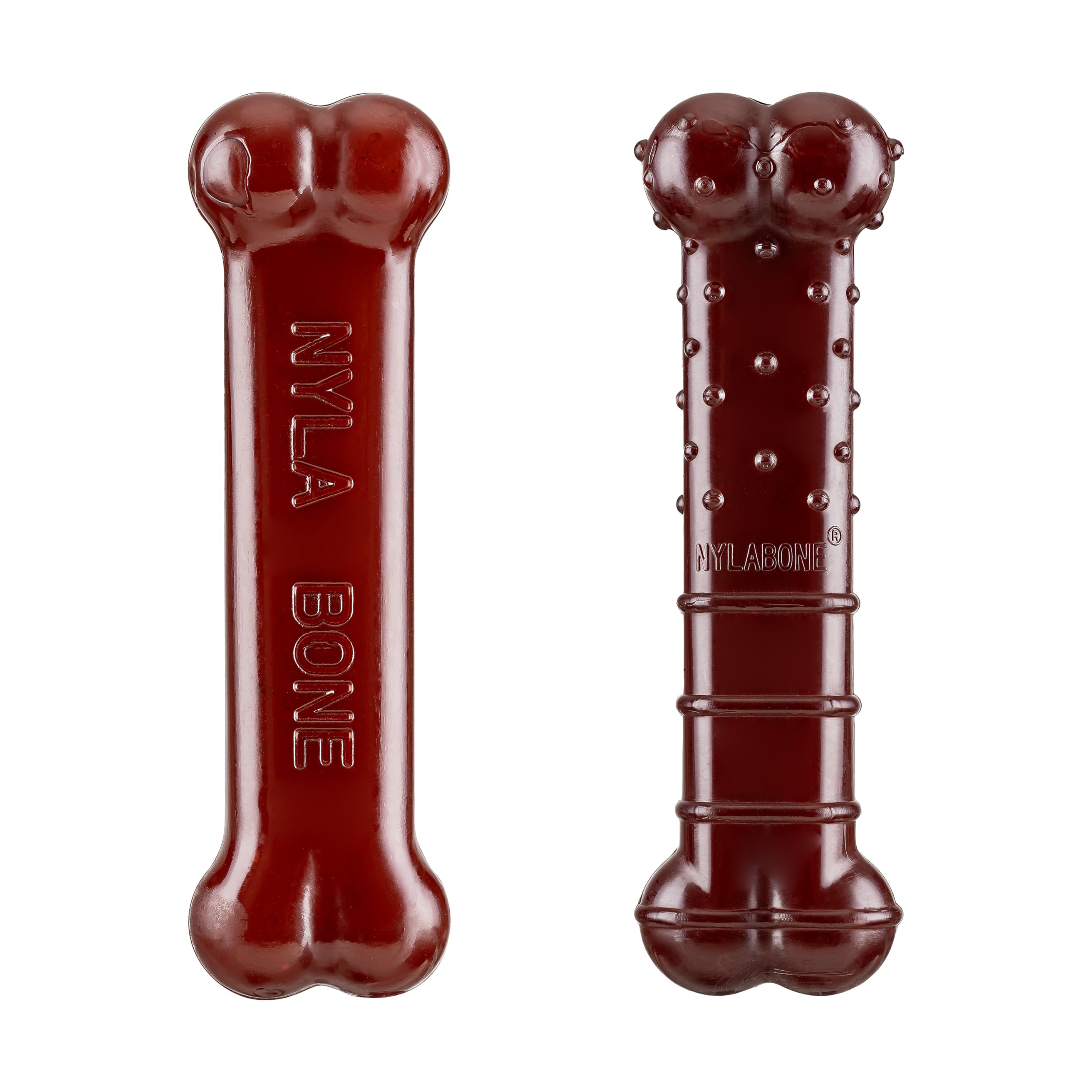 Nylabone, Basted Blast, bardzo mocna kość do żucia, nylonowa zabawka dla psa, kształt kości, trwała kość do żucia, smak: boczek i steki, bardzo mała, dla psów do 7 kg, 2 sztuki w opakowaniu