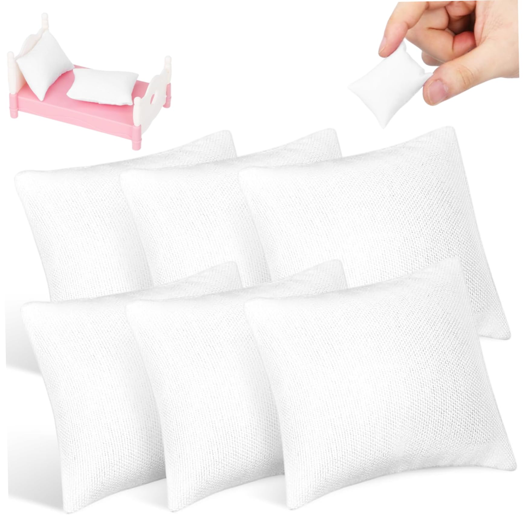 Soft Plush Mini Pillows 6Pcs 1:12 Scale - Dollhouse Accessories Tiny Pillows for Sofa Bedroom Decor DIY Miniature Projects