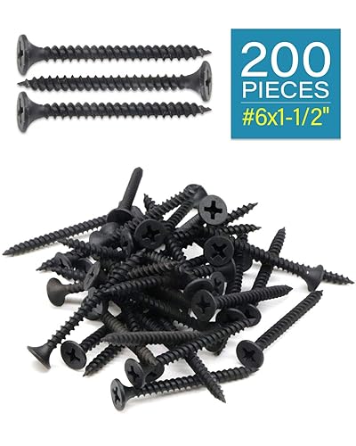 Miniatura 2 de IMScrews Tornillos Phillips de cabeza plana #6x1-12" para paneles de yeso de rosca fina, tornillo de madera de punta afilada, acero al carbono