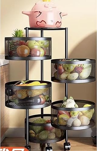 Miniatura 2 de Estantes de almacenamiento giratorios para cocina, organizador de almacenamiento de verduras, cesta de frutas, soporte de piso, estante de torre de