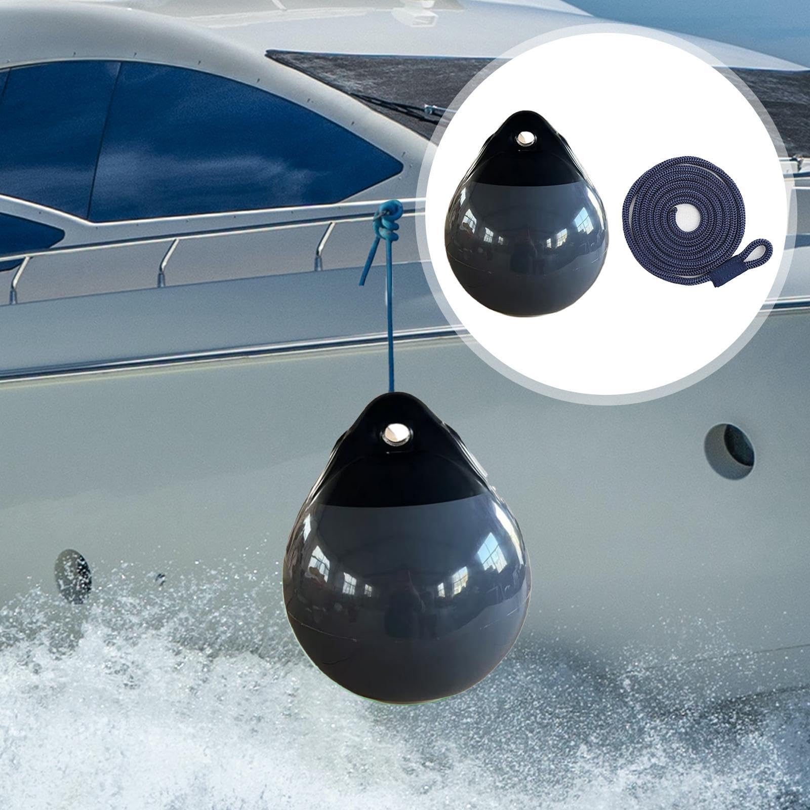 F Fityle Bouée d'Amarrage PVC Gonflable pour Bateau, Marqueur Lacustre avec Trou pour Œil, Anti-Rayures, Bouée Flottante avec Corde de 1,5 M, Marqueur Rond pour Amarrage au Lac