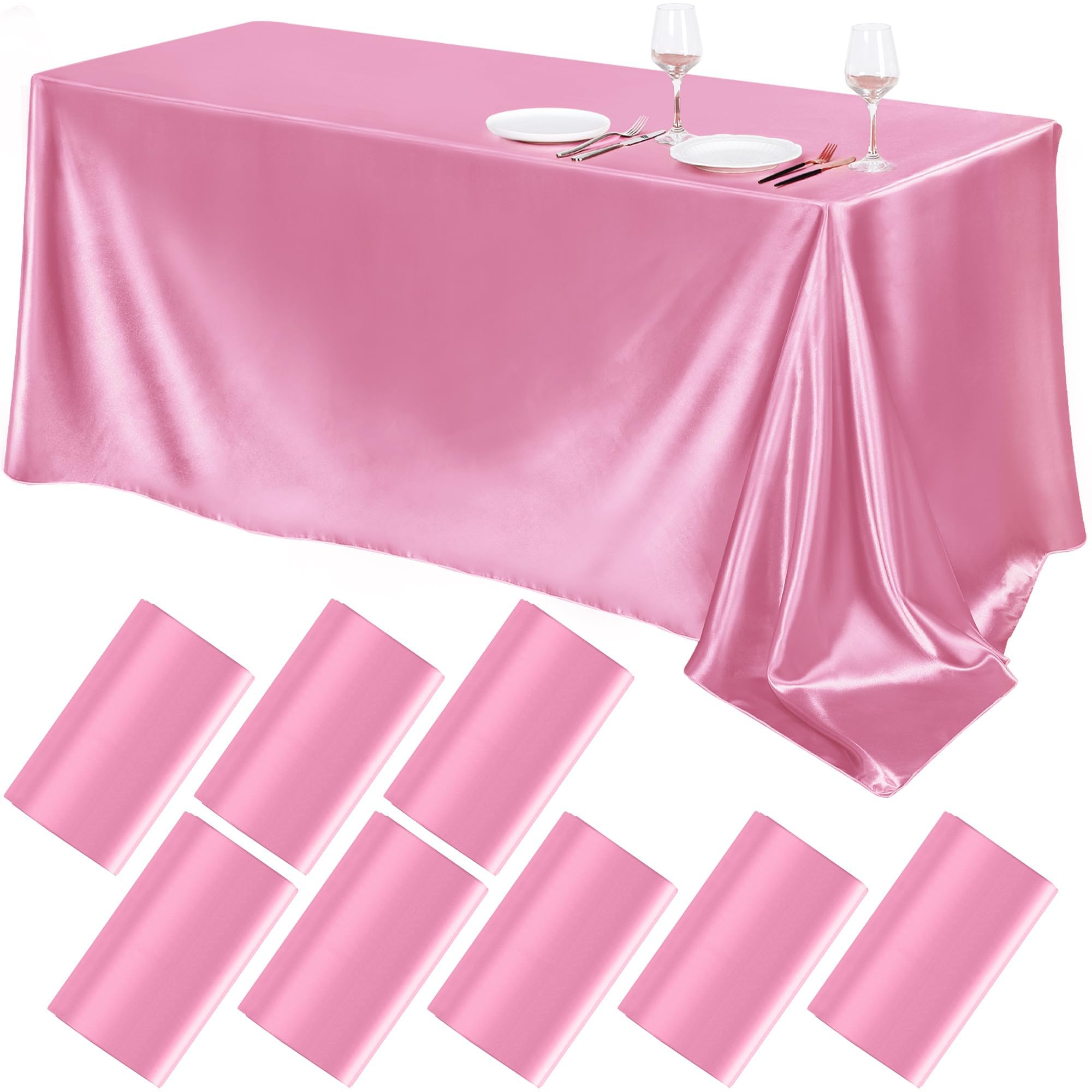 Ivory Satin Tablecloths - 4 Pack Overlay Covers -20