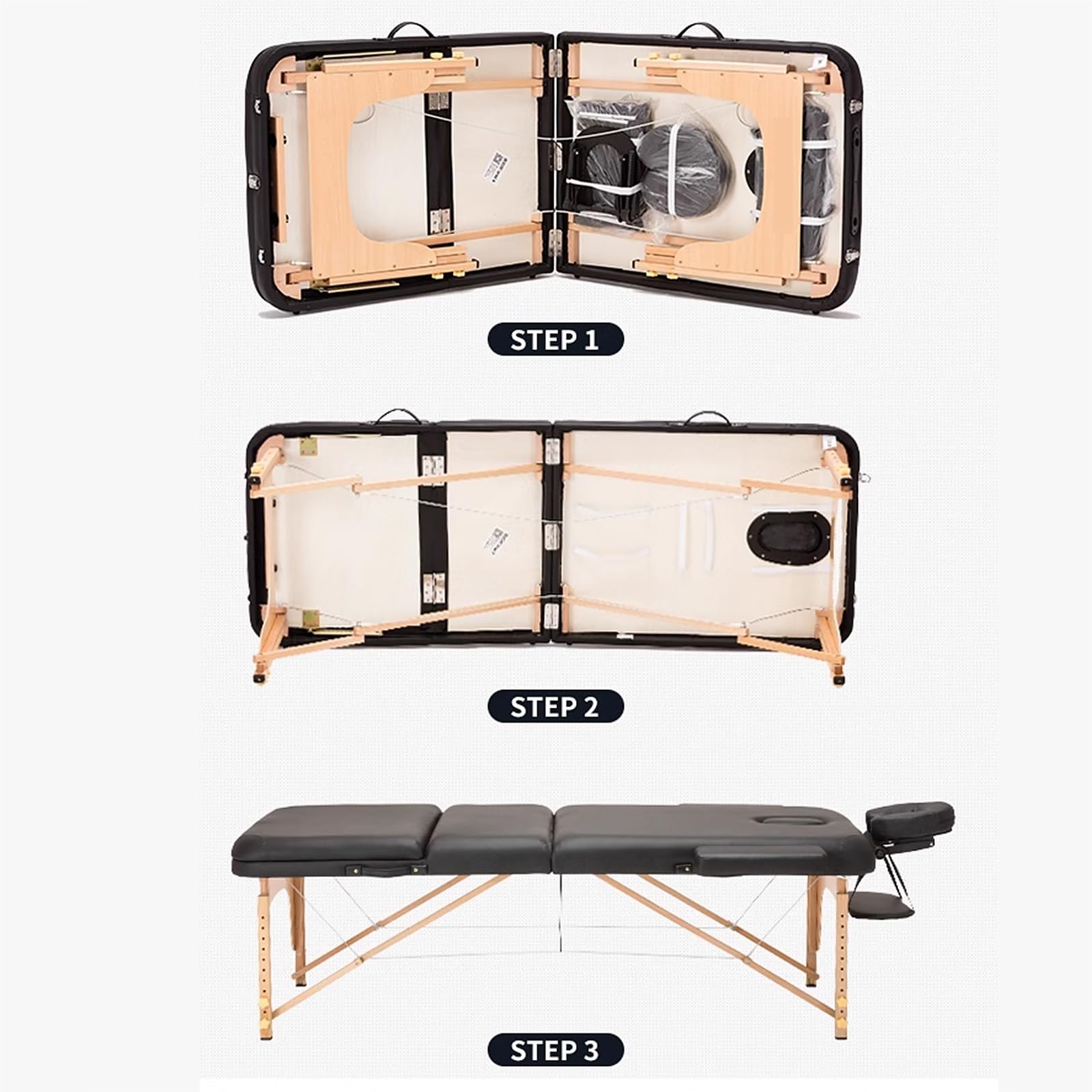 Lettino per Massaggio Portatile Professionale Schienale Regolabile Senza Installazione Lettino Estetista Letto Terapeutico Sollevabile in Pelle con Sgabello e Altri Accessori(Purple)