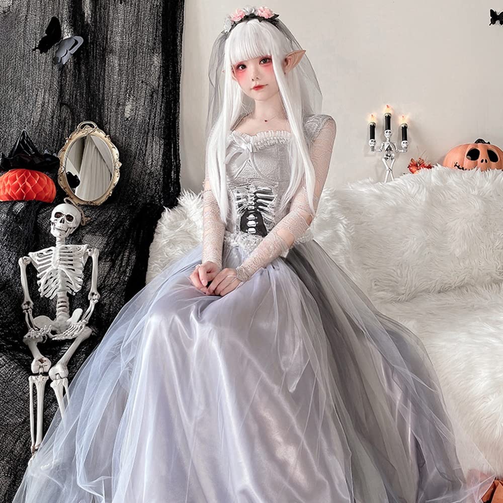 血の跡がある白いドレス ハロウィン　ロリータ 上質で快適 ハロウィン ロリータ 著 血の跡がある白いドレス